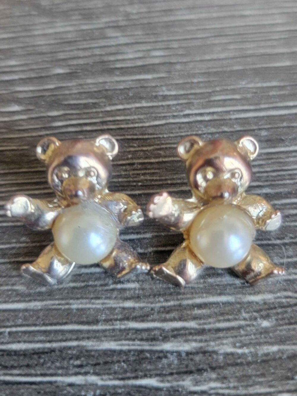 TRIFARI gold-tone faux-pearl teddy bear earrings